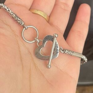 Silver tone heart bracelet